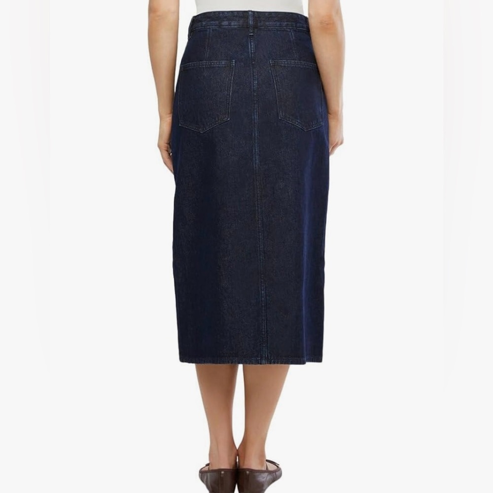 HOT DEAL NWT Denim Midi Pencil Skirt with Front Slit Sz L very slim fit - Picture 4 of 8